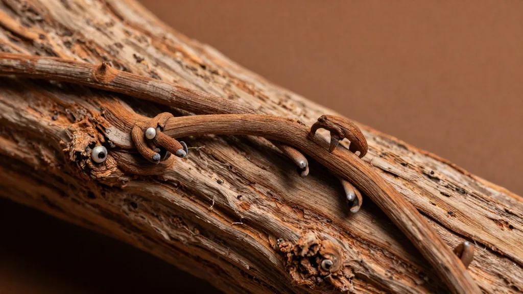 Close-up of cat's claw bark and woody vine texture